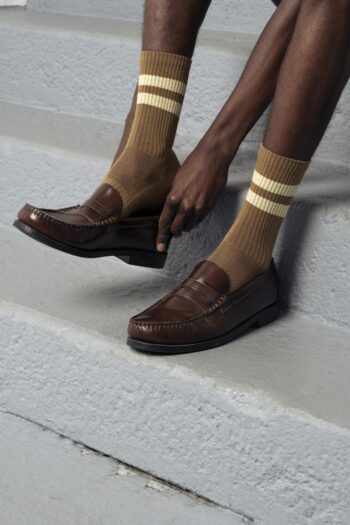 A model with Rustic Camel Socks by Goodies Sportive